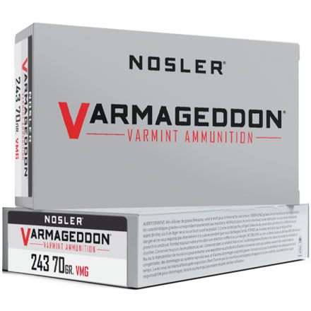 243 Winchester 70 Grain Flat Base Tipped Varmageddon 20 Rounds