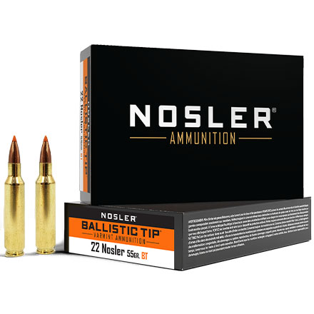 22 Nosler 55 Grain Ballistic Tip Varmint 20 Rounds