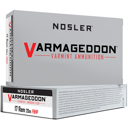 17 Remington 20 Grain Flat Base Hollow Point Varmageddon 20 Rounds