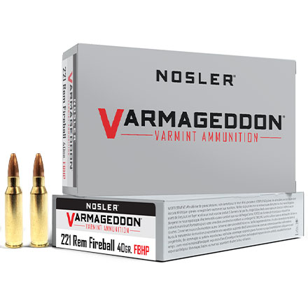 221 Remington Fireball 40 Grain Flat Base Hollow Point Varmageddon 20 Rounds