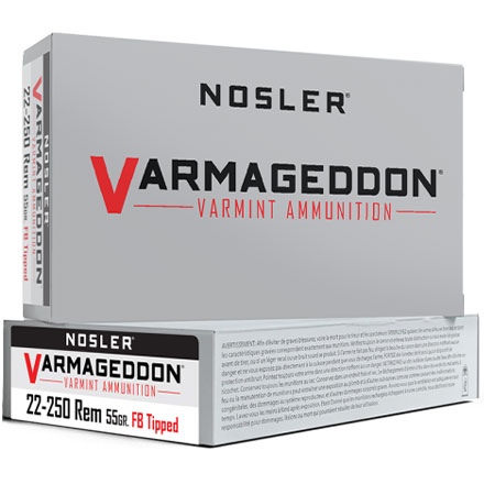 22-250 Remington 55 Grain Flat Base Tipped Varmageddon 20 Rounds