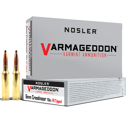 Nosler Varmageddon 6mm Creedmoor 70 Grain Flat Base Hollow Point 20 Rounds