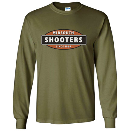 Long Sleeve Heavy Cotton T-Shirt With Midsouth Logo - Green - Small