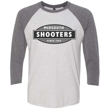 Midsouth Raglan Style Baseball T-Shirt With Black and White Midsouth Logo (Small)