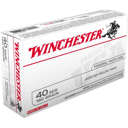 Winchester Defense 40 Smith & Wesson 180 Grain Jacketed Hollow Point 50 Rounds