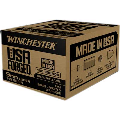 Winchester USA Forged Steel Case 9mm 115 Grain Full Metal Jacket 50 Rounds