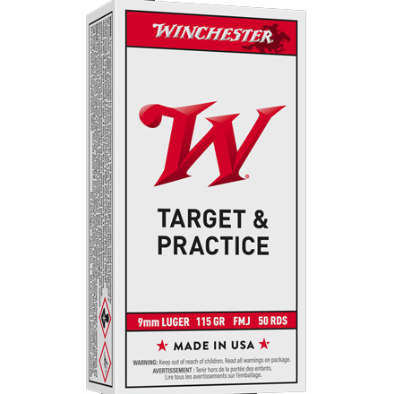 Winchester USA Target 9mm 115 Grain Full Metal Jacket 50 Rounds