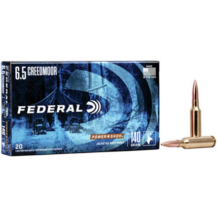 Federal Power Shok 6.5 Creedmoor 140 Grain Jacketed Soft Point 20 Rounds