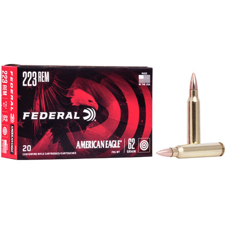 Federal American Eagle 223 Remington 62 Grain Full Metal Jacket Boat Tail 20 Rounds