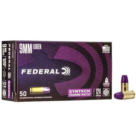 9mm Luger 124 Grain Syntech Training Match TSJ 50 Rounds