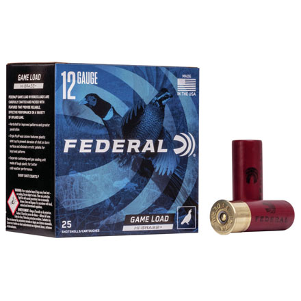 12 Gauge 2-3/4" 1-1/4 Oz Game Load  HI-Brass  #4 Shot 25 Rounds