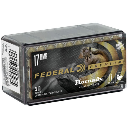 17 HMR 17 Grain Premium V-Shok V-Max Black Polymer Tip 50 Rounds