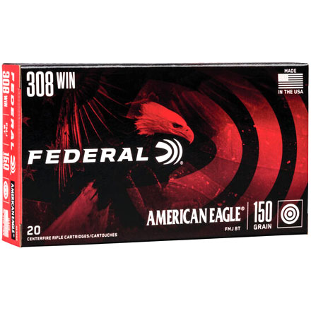 American Eagle 308 Winchester 150 Grain Full Metal Jacket Boat Tail 20 Rounds