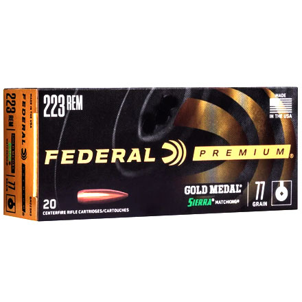 223 Remington 77 Grain Sierra Match King Hollow Point Boat Tail 20 Rounds