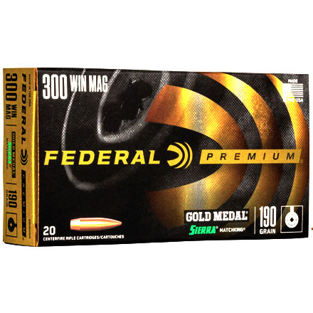 300 Winchester Mag 190 Grain Sierra Match King Hollow Point Boat Tail 20 Rounds