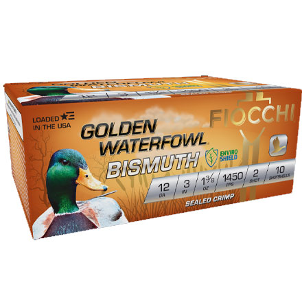 Fiocchi Golden Waterfowl 12 Gauge 3" 1-3/8oz #2 Bismuth Shot 10 Rounds