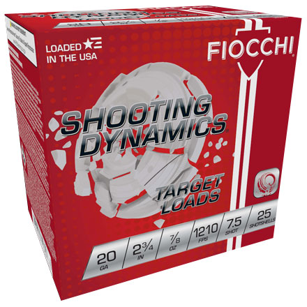 Fiocchi Shooting Dynamics 20 Gauge 2-3/4" 7/8oz  #7.5 Shot 25 Rounds 1210fps