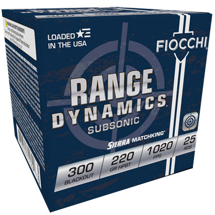 Fiocchi 300 Blackout 220 Grain Hollow Point Boat Tail Match King 25 Rounds