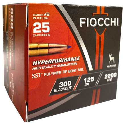 Fiocchi 300 AAC Blackout 125 Grain SST 25 Rounds 2200 fps