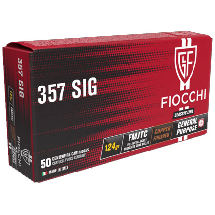 Fiocchi 357 Sig 124 Grain Full Metal Jacket 50 Rounds