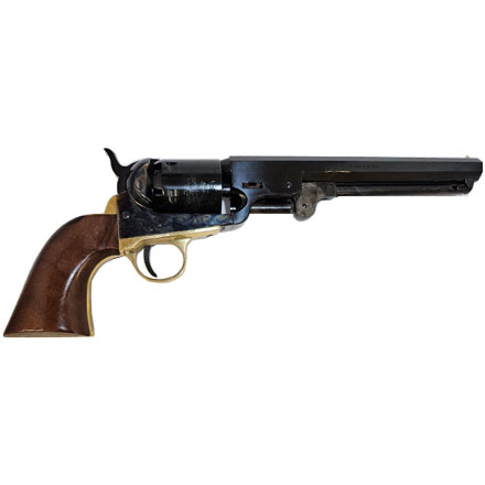1851 Navy Engraved Black Powder Revolver 36 Caliber Brass Frame Walnut Grip 7.5 Inch Barrel