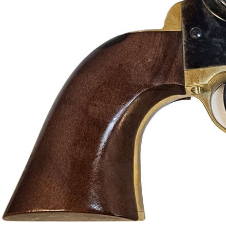 1851 Navy Engraved Black Powder Revolver 36 Caliber Brass Frame Walnut Grip 7.5 Inch Barrel