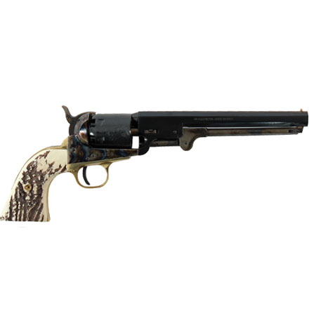 1851 Wildcard Black Powder Revolver 36 Caliber Steel Frame Stag Grips 7.5 Inch Octagonal Barrel