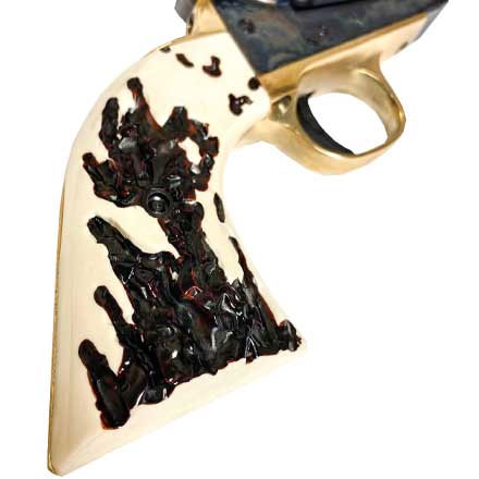 1851 Wildcard Black Powder Revolver 36 Caliber Steel Frame Stag Grips 7.5 Inch Octagonal Barrel