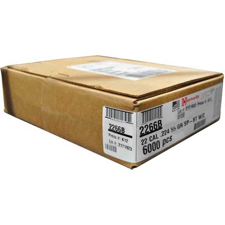22 Caliber 224 Diameter 55 Grain Soft Point Boat Tail W/ Cannelure Approximately 6,000/Case