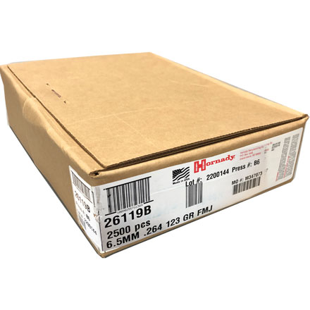 6.5mm .264 Diameter 123 Grain Full Metal Jacket 2500 Count