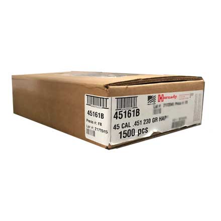 45 Caliber .451 Diameter 230 Grain Hornady Action Pistol 1500 Count
