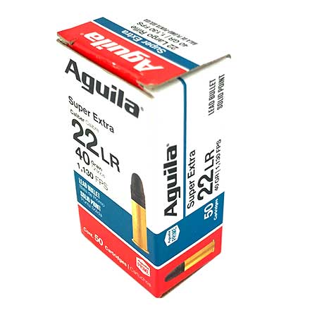 Aguila Super Extra 22 Long Rifle Standard Velocity 40 Grain Lead Solid Point 50 Round Box