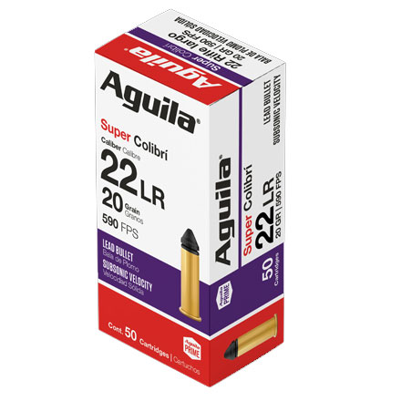 Aguila Super Colibri 22 LR Subsonic Lead 20 Grain 50 Rounds 590 FPS