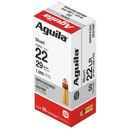 Aguila Super Extra 22 Short High Velocity Copper-Plated 29 Grain 50 Rounds 1095 FPS