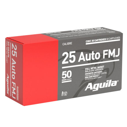 Aguila 25 Auto Full Metal Jacket 50 Grain 50 Rounds