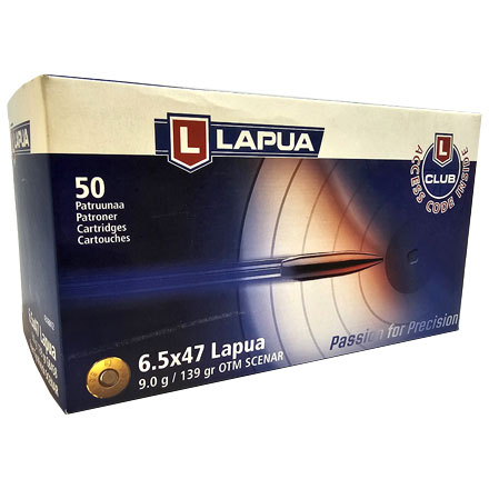 Lapua Ammunition 6.5x47 Lapua 139 Grain Scenar OTM 50 Rounds