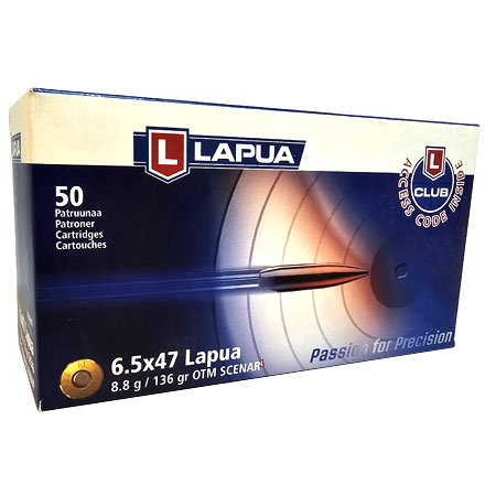 Lapua Ammunition 6.5x47 Lapua 136 Grain Scenar-L OTM 50 Rounds