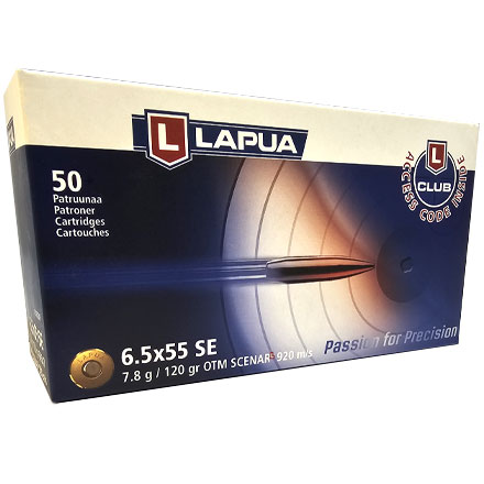 Lapua Ammunition 6.5x55 Swede 120 Grain Scenar-L OTM 50 Rounds