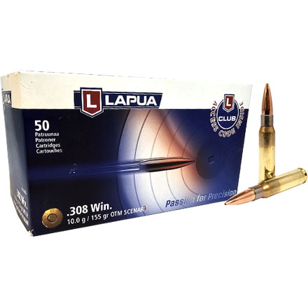 Lapua Ammunition 308 Winchester 155 Grain  OTM Scenar L 50 Rounds