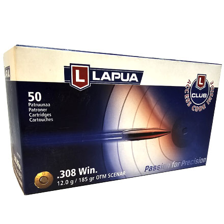 Lapua Ammunition 308 Winchester 185 Grain Scenar OTM 50 Rounds