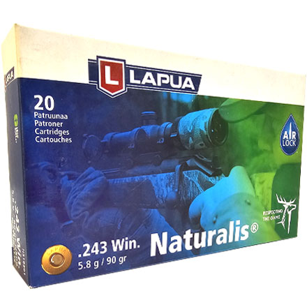 Lapua Ammunition 243 Winchester 90 Grain Naturalis Solid 20 Rounds