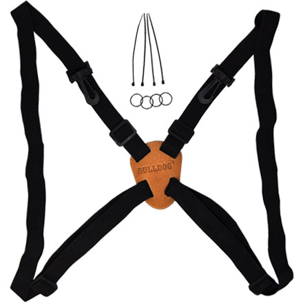 Adjustable Binocular Harness with Leather Back - Black