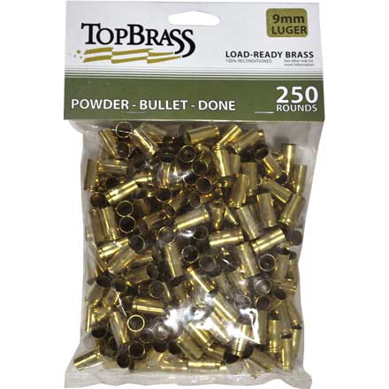 9mm Luger Mixed Premium Reconditioned Unprimed Pistol Brass 250 Count