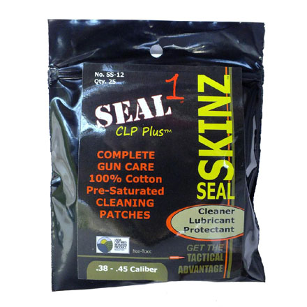 SEAL SKINZ Pre-Saturated Cleaning Patch 38-45 Caliber 25 Count