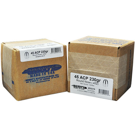 45 Caliber .452 Diameter 230 Grain Round Nose Plated 1000 Count