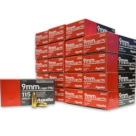 Aguila 9mm Luger Full Metal Jacket 115 Grain 1,000 Round Case