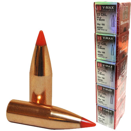 22 Caliber .224 Diameter  60 Grain V-Max 500 Count Sleeve