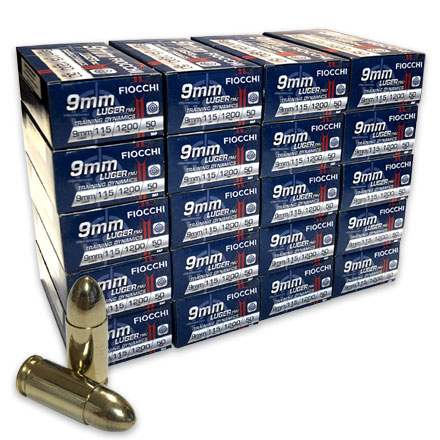 Fiocchi Range Dynamics 9mm Luger 115 Grain Full Metal Jacket 1000 Round Case