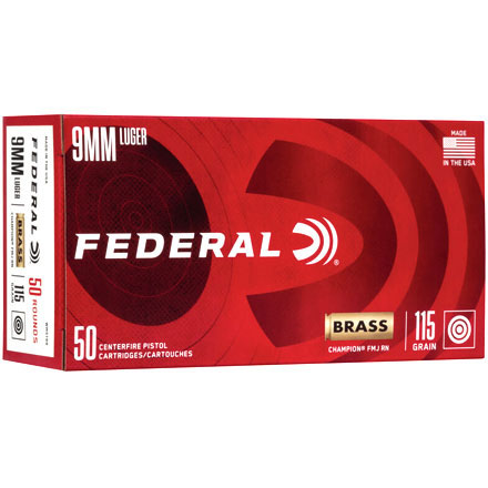 Federal Champion 9mm Luger 115 Grain Full Metal Jacket 1000 Round Case