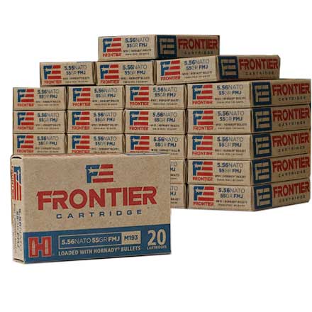 Hornady Frontier 5.56 NATO M193 55 Grain Full Metal Jacket 500 Round Case